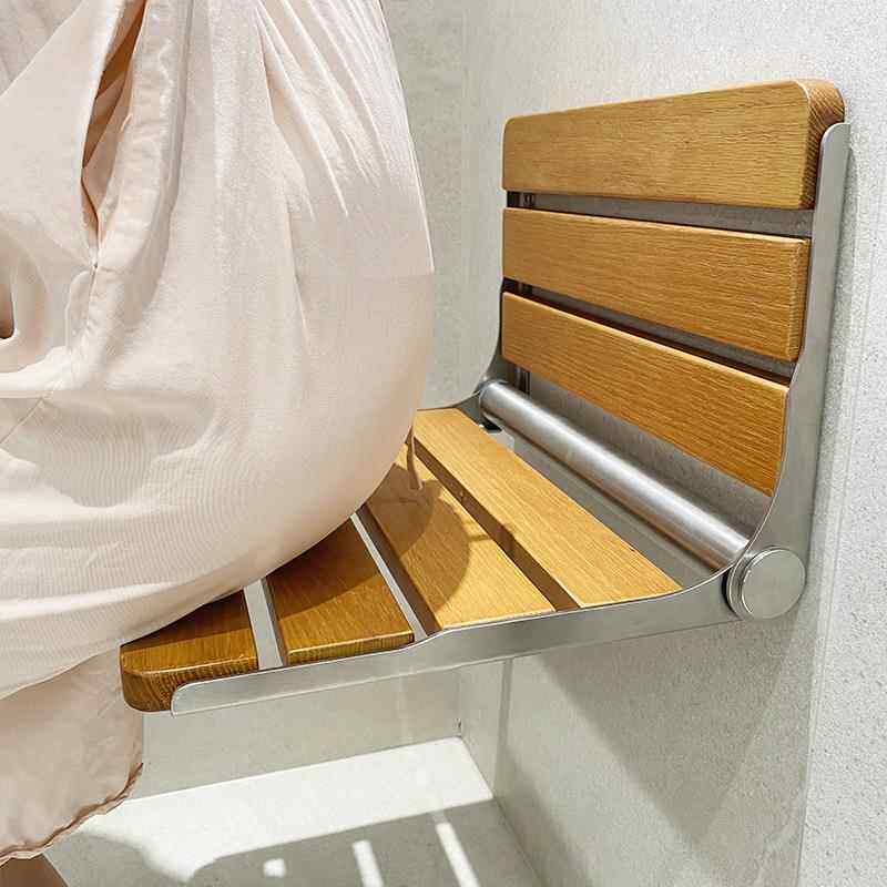 浴室折叠凳淋浴凳卫生间实木不锈钢老人防滑冲凉座椅洗澡椅沐新品