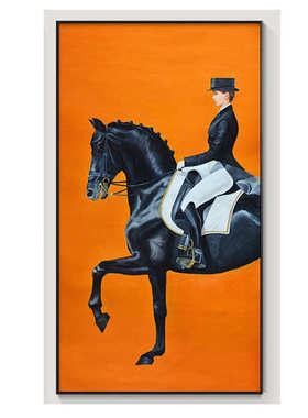 北欧橙色马大气办公室装饰画客厅画餐厅墙画走道玄关挂画黑马骑士