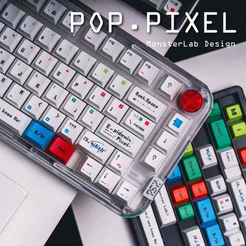 POP.PIXEL流行像素白色1.7热升华 原厂机械磁轴键帽KICK75 MADE68