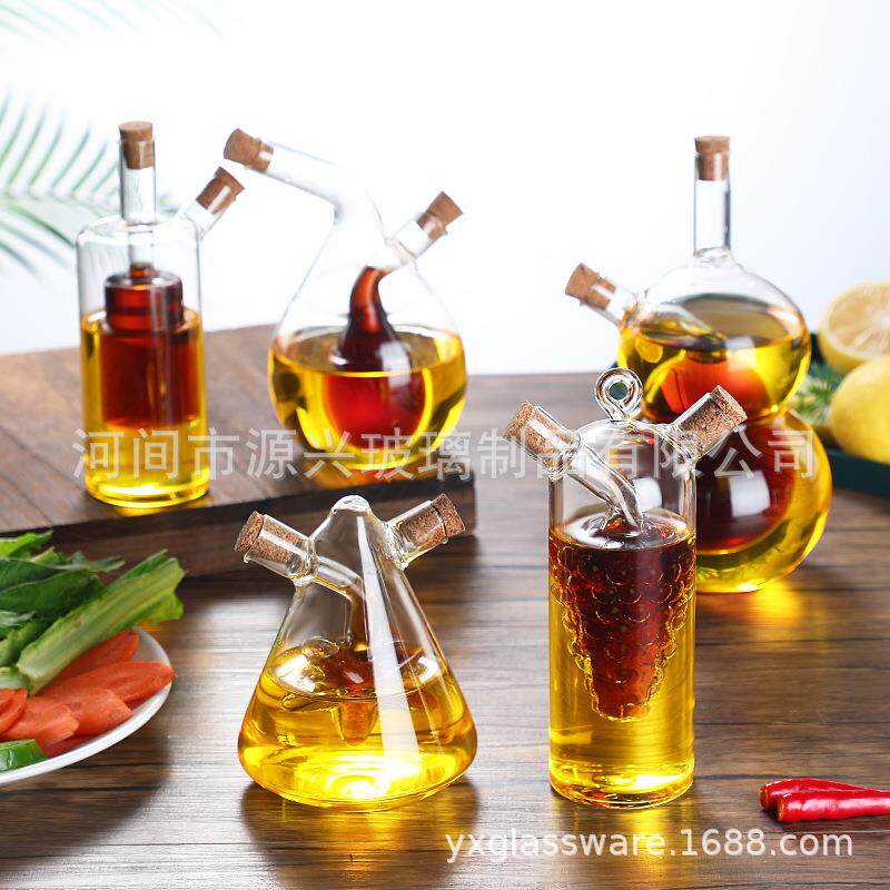 两用油壶软木塞透明玻璃密封家用创意厨房酱油瓶醋瓶储油调料瓶