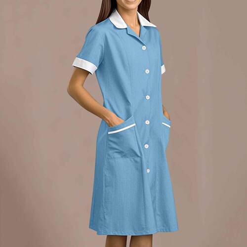 Collar Pocket Splicing Caregiver Beauty Dress for