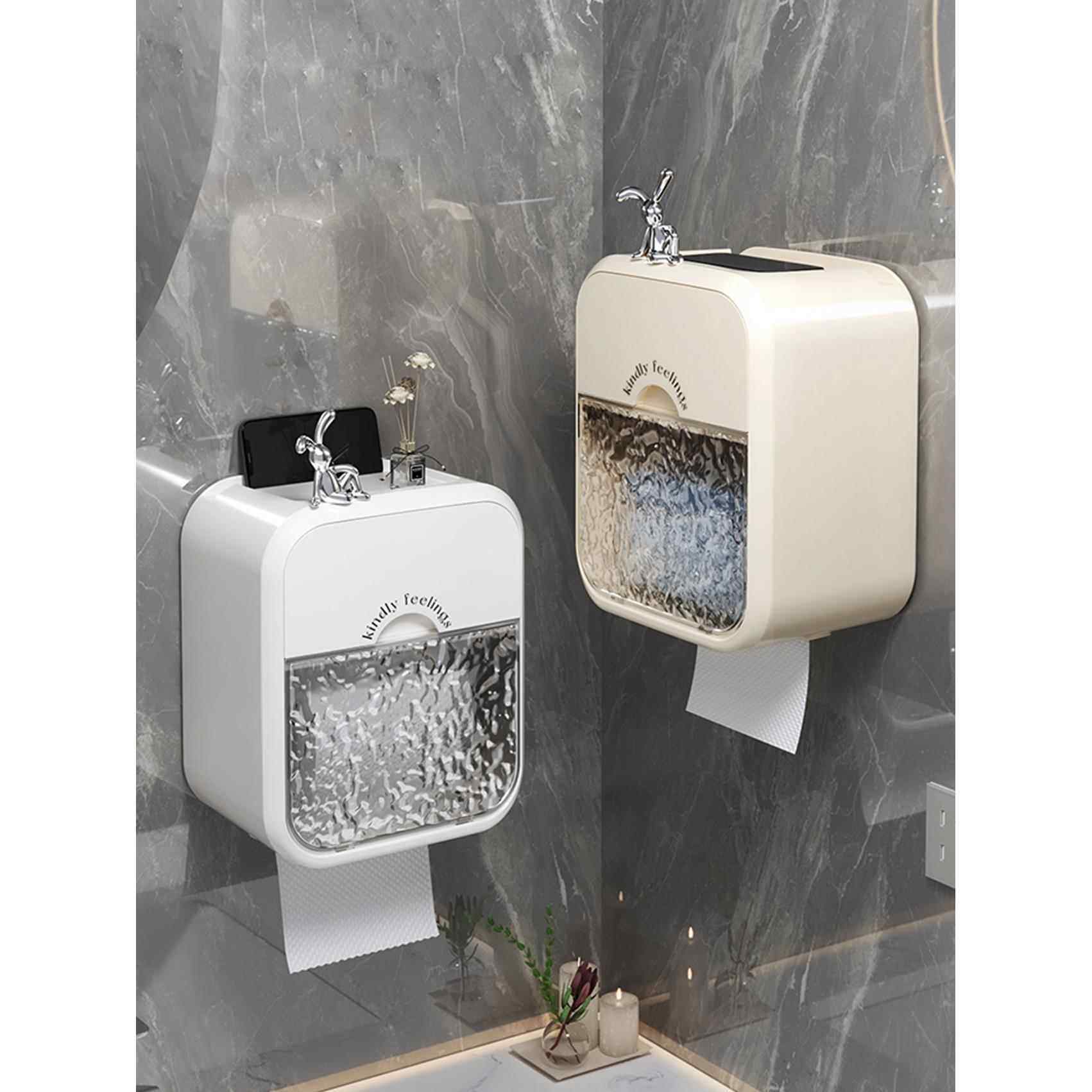 卫生间厕纸盒厕所洗手间壁挂式免打孔防水纸巾收纳盒子卷纸置物架