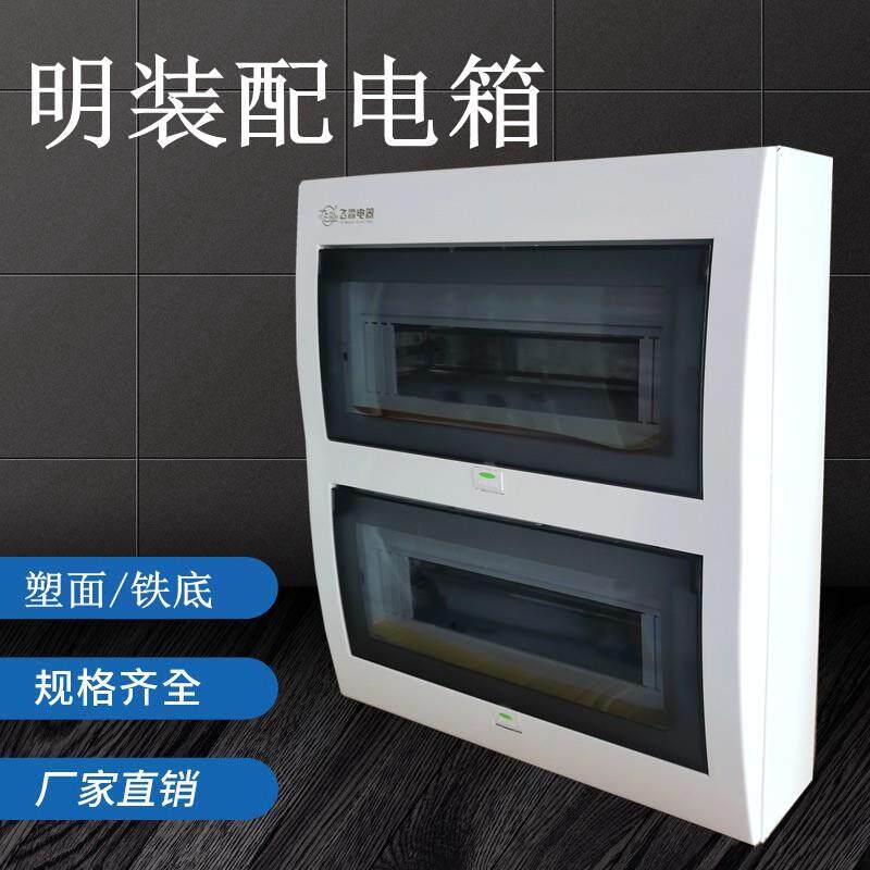 双层明装配电箱家用强电箱塑面铁底明装电箱盒空气开关盒子电控箱