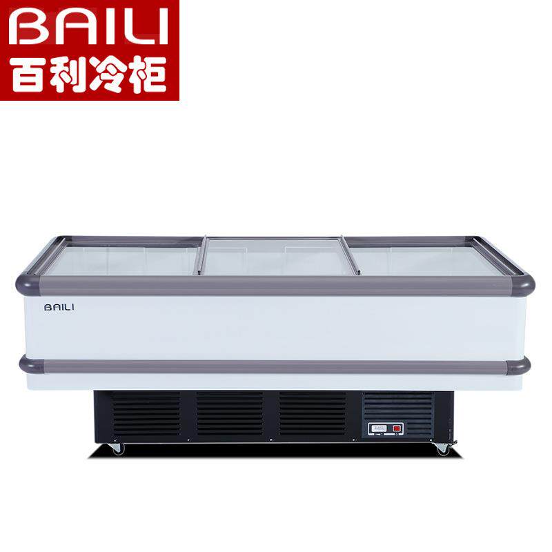 百利SC/SD-600大冰柜商用玻璃门海鲜岛柜冷冻展示柜卧式速冻冷柜
