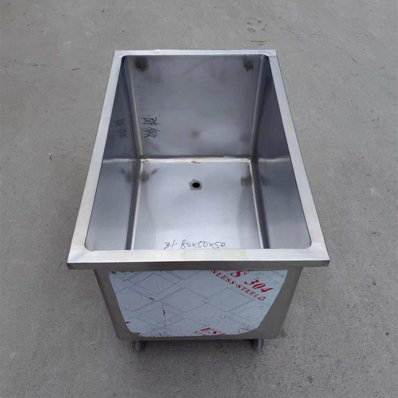 移动式不锈钢方形储物箱储水箱工业储水桶手推车浸泡池卤煮桶