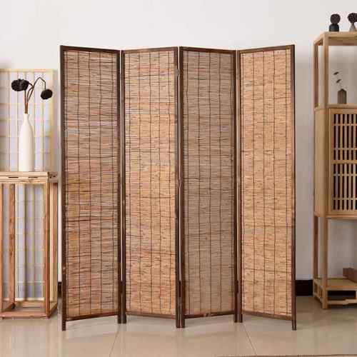 3Y屏风隔风断折风屏做旧古典复古屏1021中式折叠屏客厅隔断苇芦实
