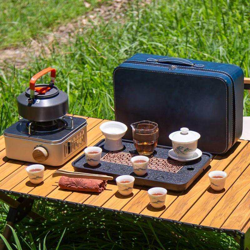 便携式户外旅行茶具套装卡式炉煮茶炉露营野炊泡茶器喝茶茶杯装备