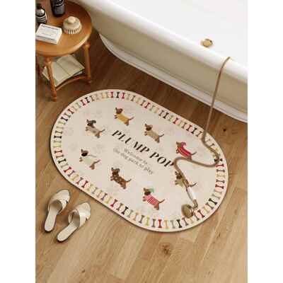 覆古腊肠狗浴室地垫卫生间门口吸水防滑地毯洗手台硅藻泥速干脚垫