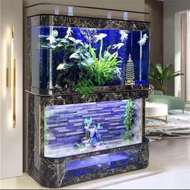 yut文化石水幕墙客厅鱼缸家用玄关落地简约家庭办公水族箱阳台清
