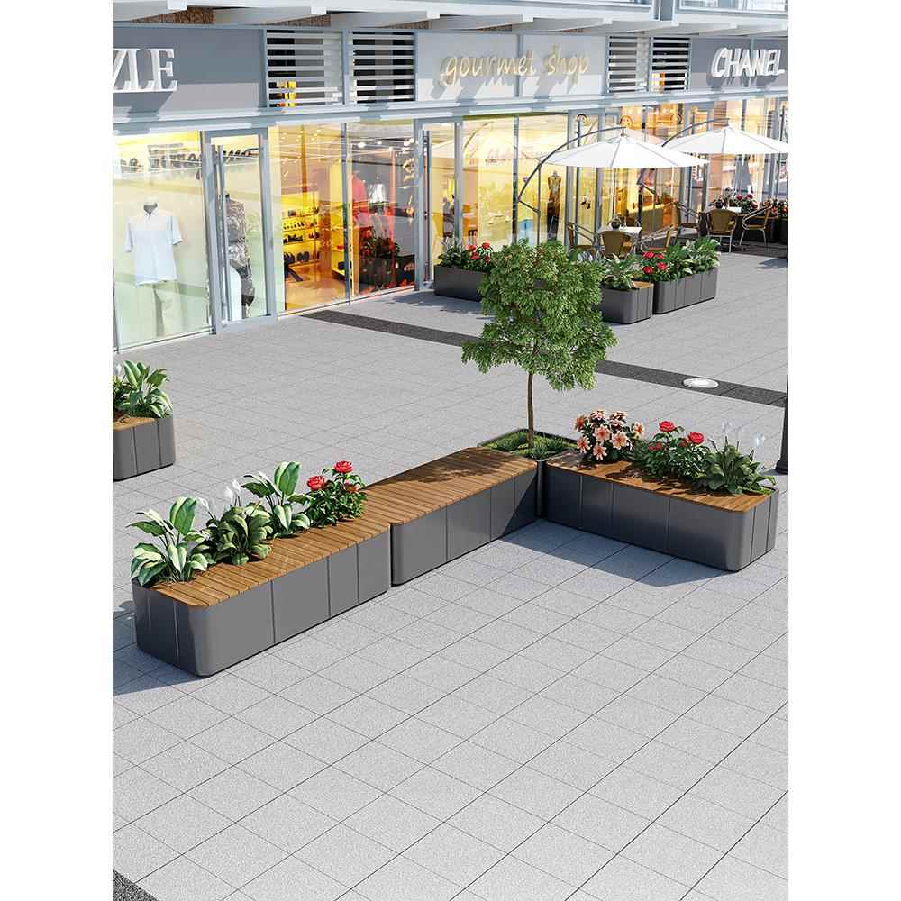 可订业户外不锈钢花坐合凳509组外摆商街饮品店可移动树池箱花坛