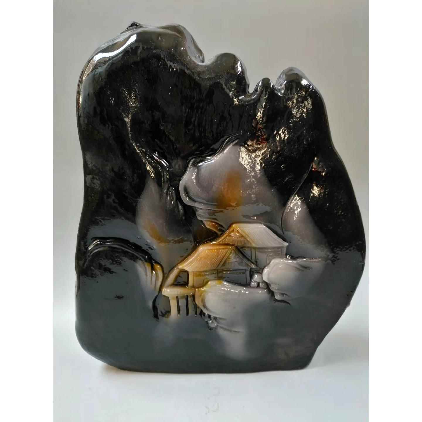 高档仿天然石玉石原件 寿山石玉刻石南阳摆独山玉雕山水摆件