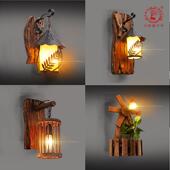 饰木壁灯 艺术创意卧室客厅装 美式 覆古工业风LOFT酒吧过道楼梯个性