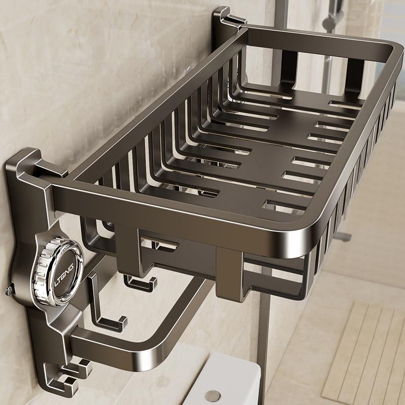 吸盘毛611巾架免套打孔一卫生浴室置物架体厕所收纳浴间巾架太空