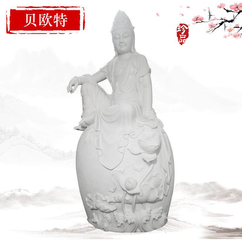汉白玉观音像石雕寺庙观音像摆件 观音菩萨雕像手工现货