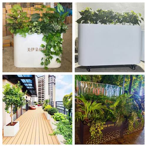 户外不锈钢铁艺花箱栅栏围栏市政园林外摆围栏隔断售楼部花箱花槽