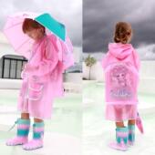 厂货新款 软TPU流沙亮片半透明不易皱公主enbihouse儿童美人鱼雨衣