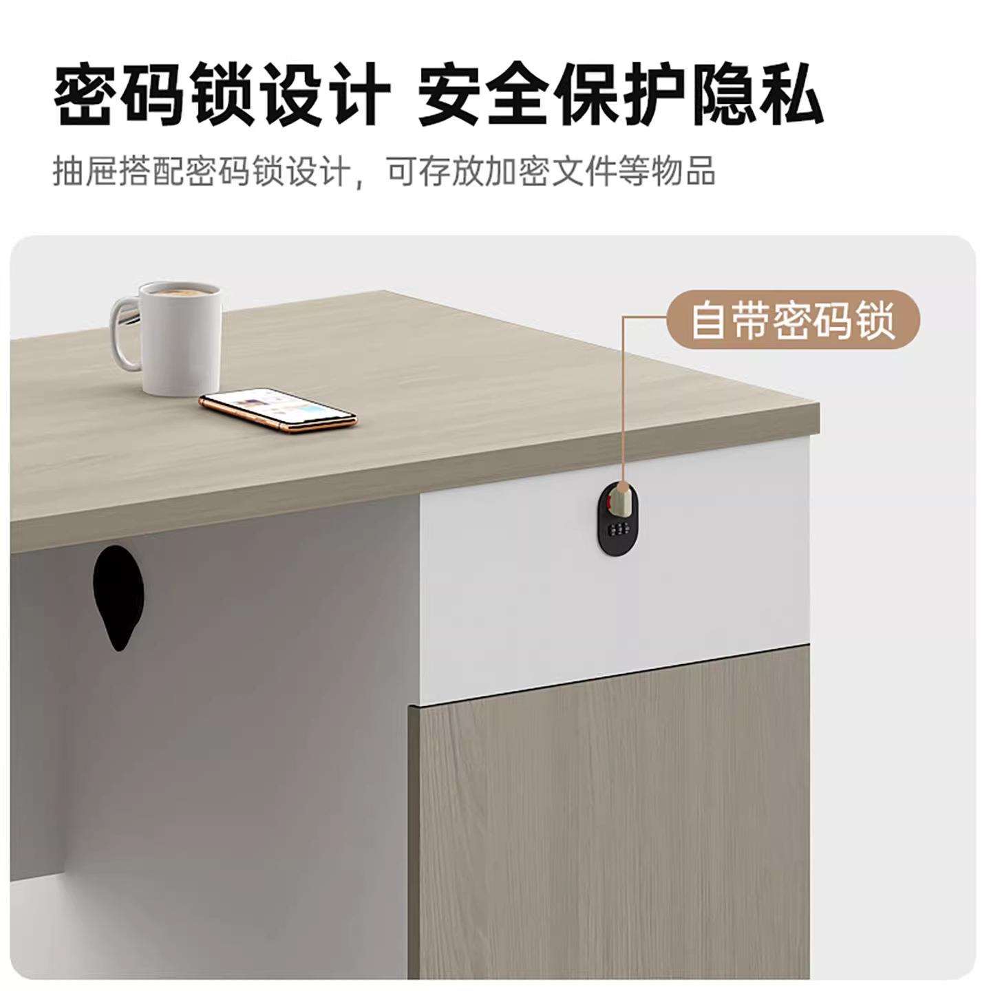 单人办公桌椅组合简约现代员工位办公室财务职员三人位带柜电脑桌