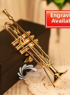 迷你小号乐器模型小号胸针管乐摆件镀金西洋工艺品圣诞生日礼物