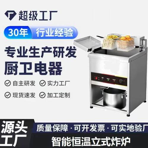 商用立式电炸炉大容量油炸锅电热智能恒温不锈钢炸鸡炸油条用薯条