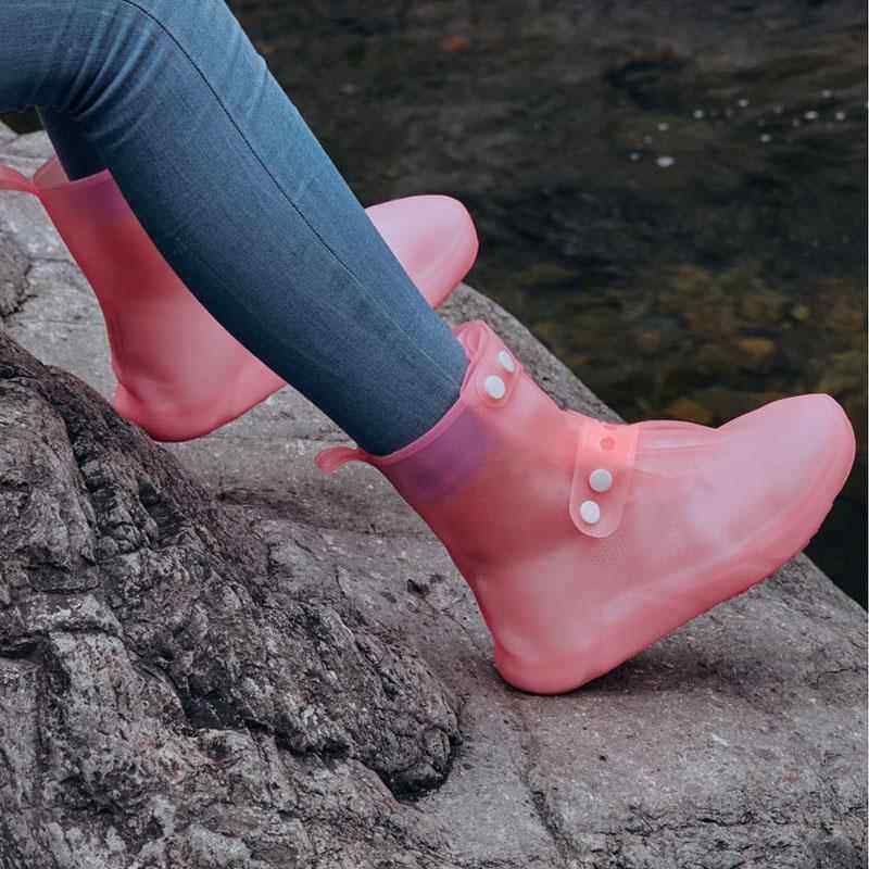 SHOE COVER ADULT WATERPROOF RAIN BOOTS MEN AND WOMEN RAIN NON-SLIP RAIN BOOT COVER CHILDREN THICK WEAR-RESISTANT MEDIUM AND HIGH TUBE TRANSPARENT RAIN BOOTS