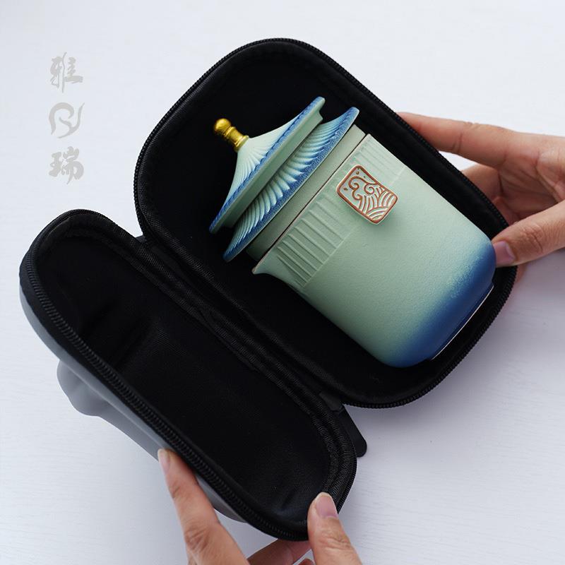 故宫快客杯一壶三杯旅行茶具套装便携式泡茶器户外露营随行泡茶壶