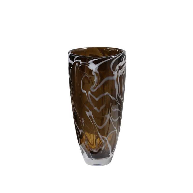 简约家居桌面挑白棕色手工琉璃花器样板间客厅餐厅台面软装饰摆件