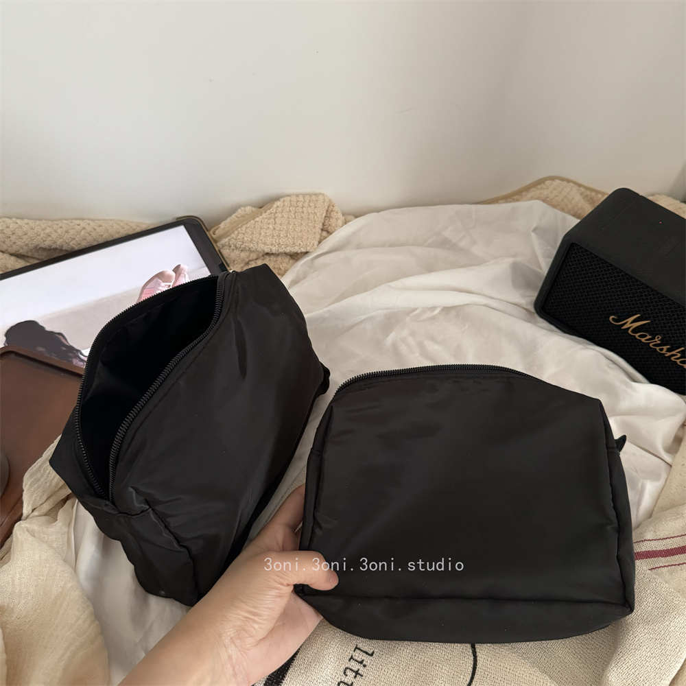 不分男女！高级黑色记忆复合布化妆品中小样收纳袋中性数据线袋