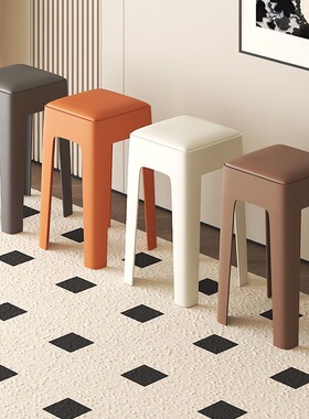 凳子可叠放餐桌家用加厚方凳简约圆凳结实耐用备用高椅子塑料凳子