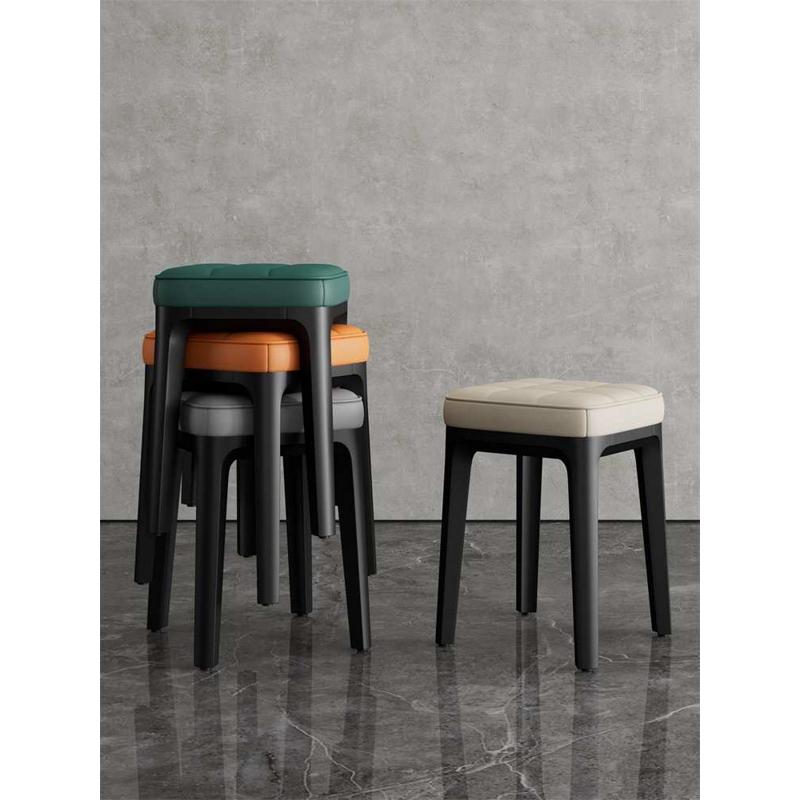 ZZ8N批发软包塑料凳子简约可叠放餐凳家用加厚餐桌高凳餐椅客厅板