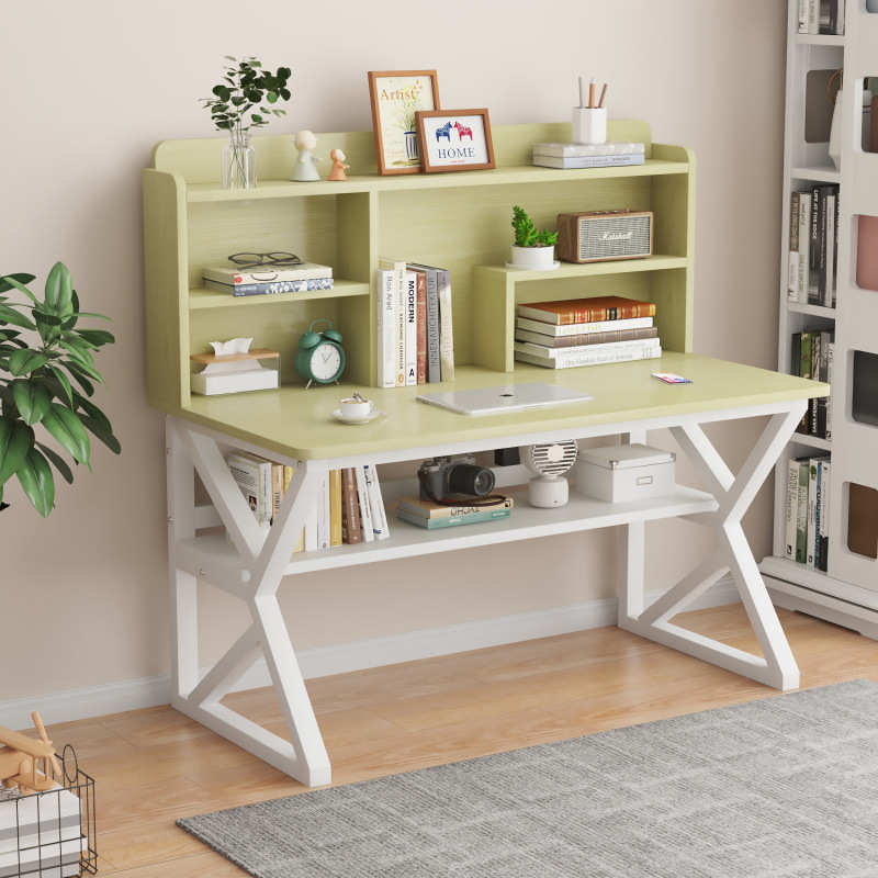 现代简约书桌带书架组合学生学习桌写字桌家用电脑办公台式写字台