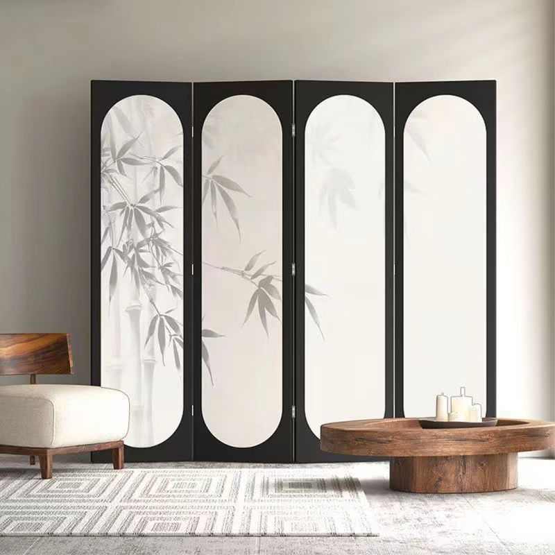 法式屏风隔断客厅现代简约卧室玄关移动折叠办公室山水双面折屏