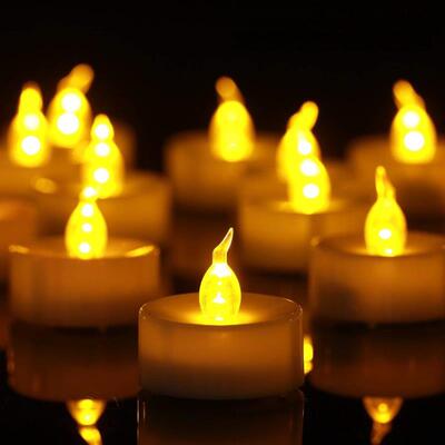 12PCS Flameless LED Tealight Candles Battery Operated Pillar