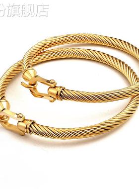 跨境欧美马蹄扣钛钢手镯电缆扭线手环时尚饰品厂家精品女首饰