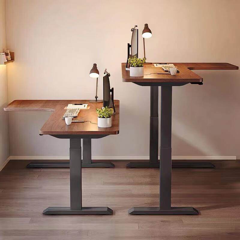 电动升降桌l型拐角办公学习桌子实木书桌学生家用转角电脑桌台式
