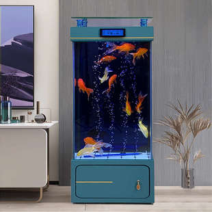 轻奢背滤靠墙全套免换水族箱立式 家用超白落地鱼缸客厅新款 金鱼缸