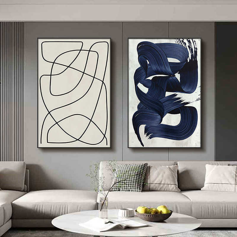 现代抽象线条客厅装饰画黑白极简风墙面挂画北欧ins沙发背景壁画,家居饰品,现代装饰画,淘宝优惠券,粉丝福利购,淘宝优惠卷