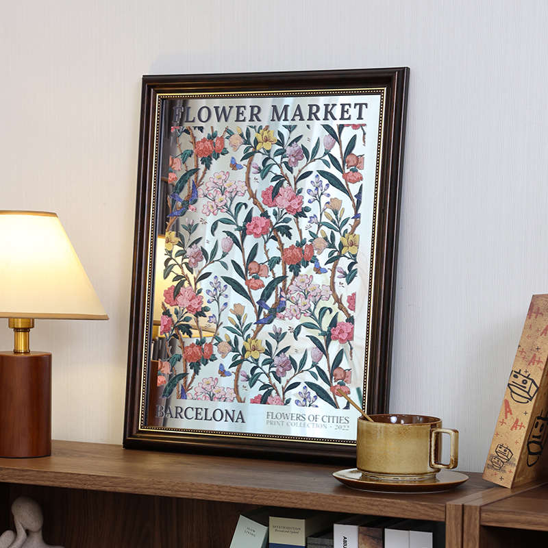 法式镜面怀旧装饰画复古文艺镜子摆件服装店餐厅客厅卧室艺术挂画