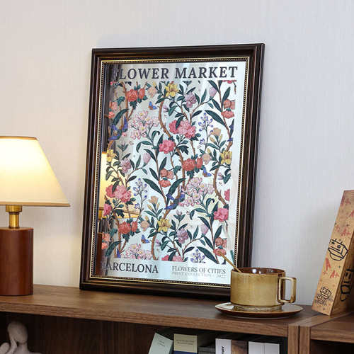 法式镜面怀旧装饰画复古文艺镜子摆件服装店餐厅客厅卧室艺术挂画