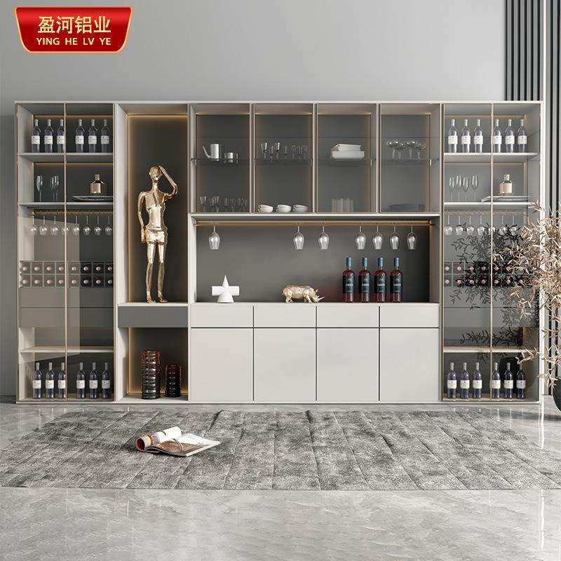 全铝家具代风家用纳靠墙玻璃门现组合多餐铝合金酒功能展示收铝合