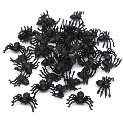 50 Pcs Useful Plastic Black Spider Halloween Decoration Fest