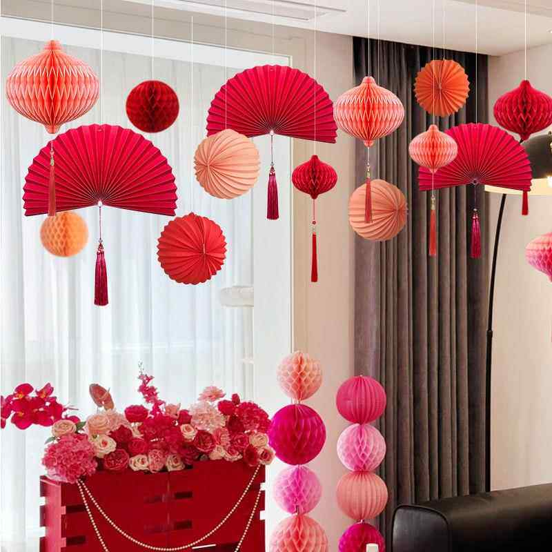 婚房布置套装吊饰结婚卧室客厅窗帘拉花装饰婚礼喜庆用品走廊房间