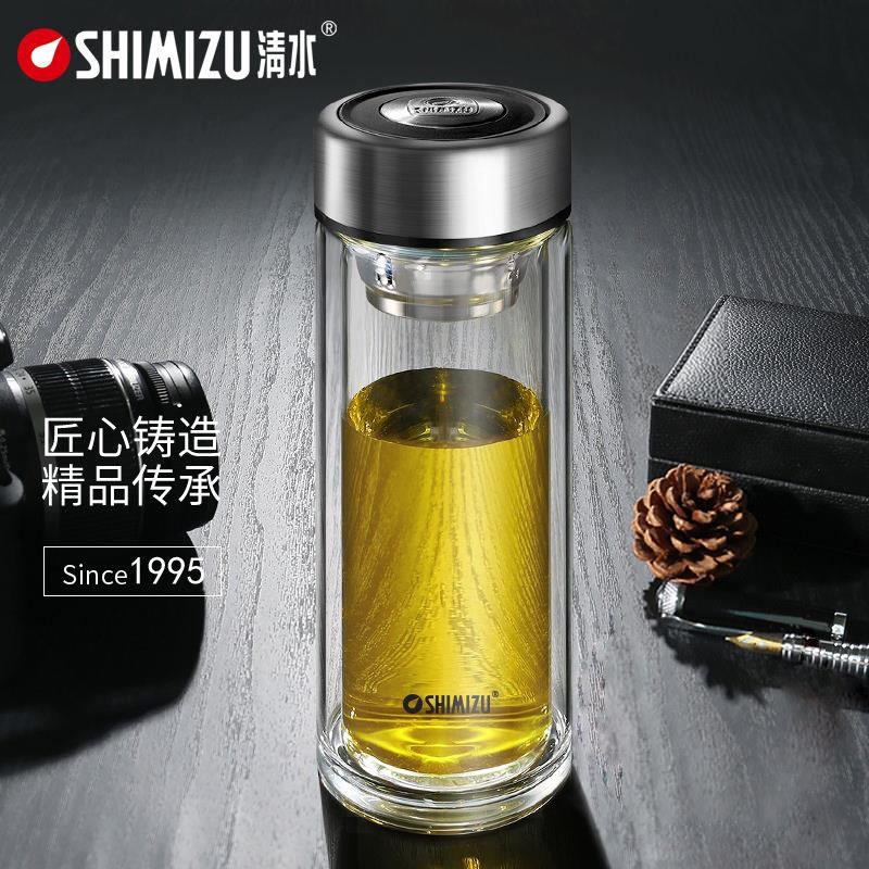 清水双层玻璃杯便携泡茶水杯子男女大容量加厚耐热家用茶杯水杯图片