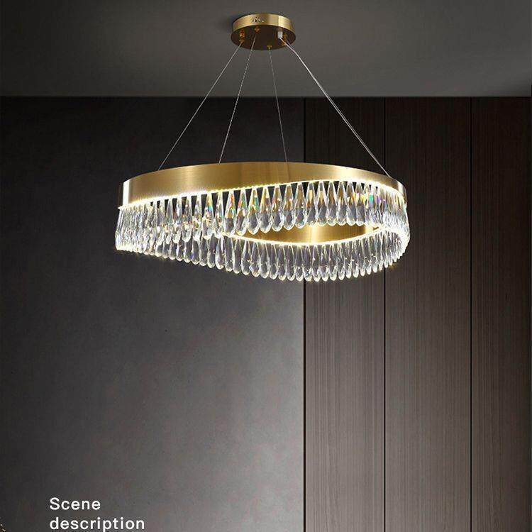 后现代金色水晶吊灯简约大气客厅灯轻奢卧室餐厅创意北欧灯饰灯具