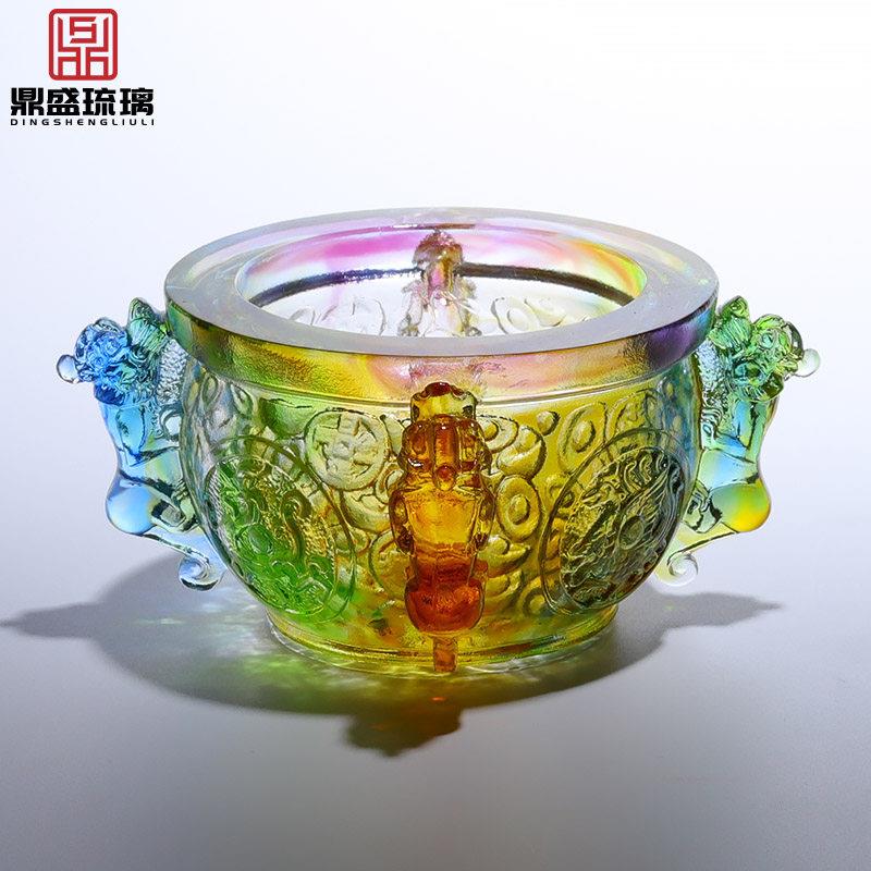 琉璃八方来财招财聚财貔貅四方聚宝盆风水摆件开业乔迁新居礼物