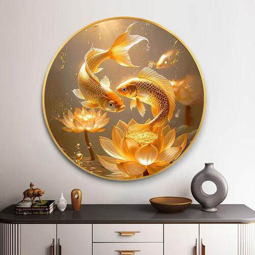 双鱼生财3D立体玄关对门装饰画