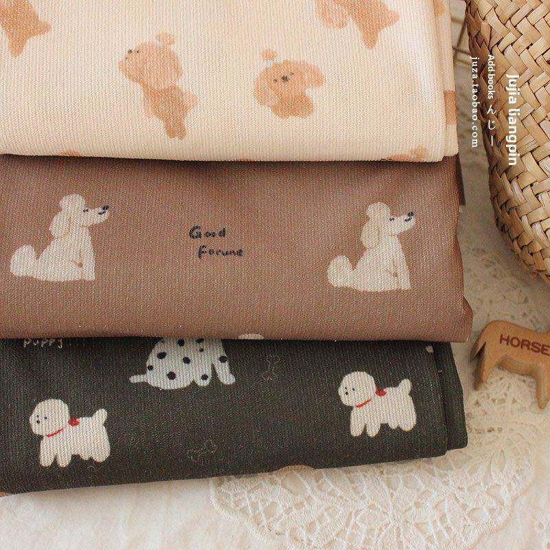 狗狗ins韩国灯芯绒卡通布料衣服手工马甲发圈靠垫裙子衬衫面料