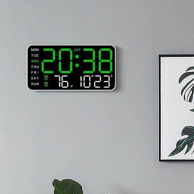 Large Digital Wall Clock Temp Date Week Display Remote Contr