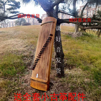 汉宫便携式小古筝21弦迷小型素面儿童初学者入门高端实木一米古筝
