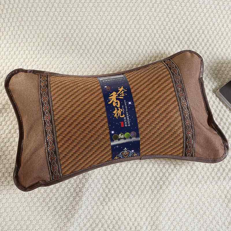 夏凉枕头古藤竹席艾草茶香枕头夏季凉爽贴合护颈枕单人竹凉骨头枕