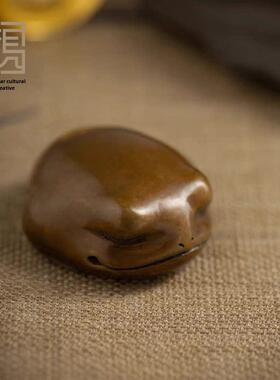 铜观文创礼品金蟾蜍柄件男玩办公桌面文创茶宠铜饰品